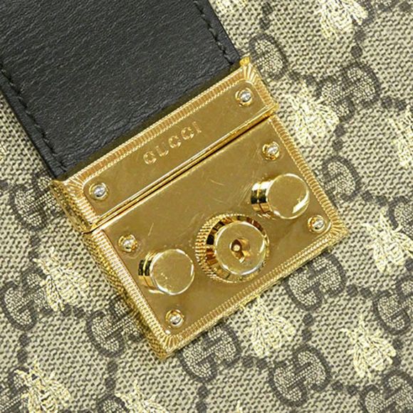 Gucci Padlock GG Small Leather Chain Shoulder Bag Bee Beige Black - Picture 3 of 8